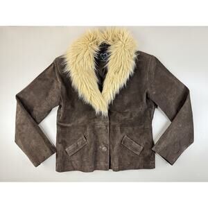Vintage Y2K 90s‎ 2000s XOXO Women’s Genuine Suede Leather Jacket XL Brown Phoebe